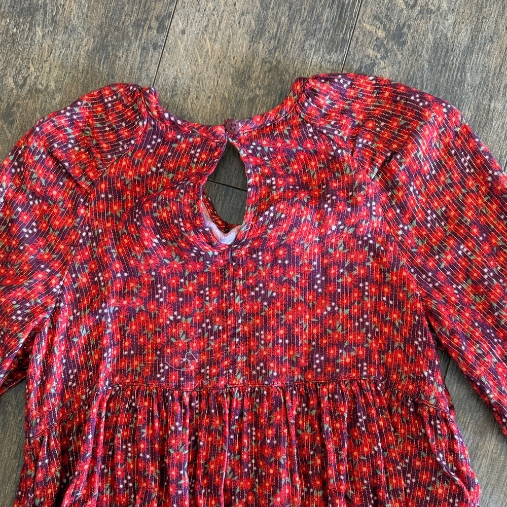Cat & Jack Vibrant Red Floral Long Sleeve Dress - Picture 7 of 10